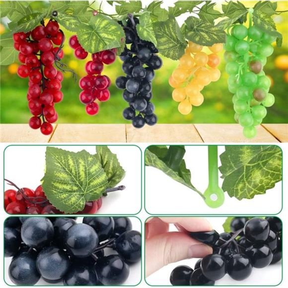 10 Pack Artificial Grapes Fake Grapes Grape Clusters Decorative Fruit Bunches - Picture 11 of 12